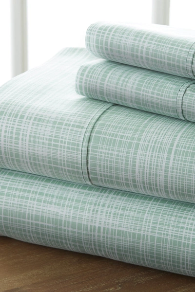 Ienjoy Home Home Spun Home Spun Premium Ultra Soft Thatch Pattern 4-piece Full Bed Sheet Set In Forest