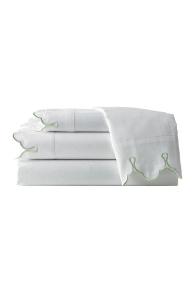 Belle Epoque Scalloped Embroidered Cal King Sheet Set White/green