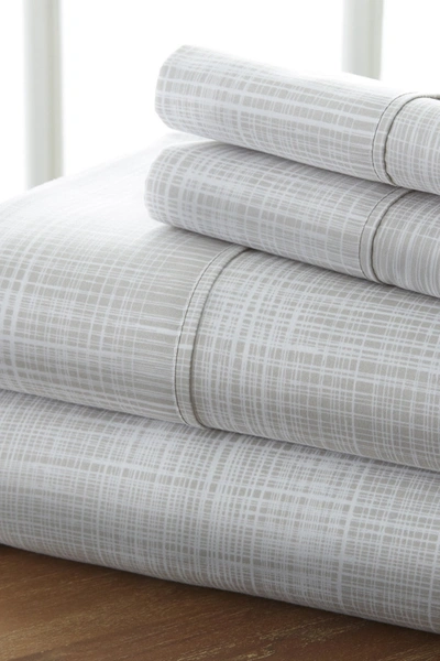 Ienjoy Home Premium Ultra Soft Thatch Pattern 4-piece California King Bed Sheet Set In Gray