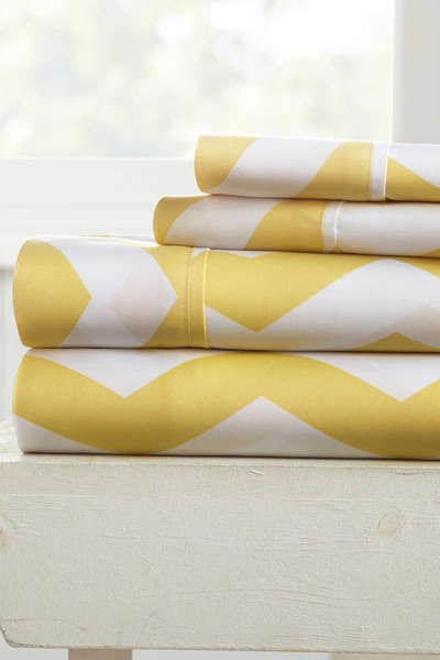 Ienjoy Home The Home Spun Premium Ultra Soft Arrow Pattern 4-piece Queen Bed Sheet Set In Yellow