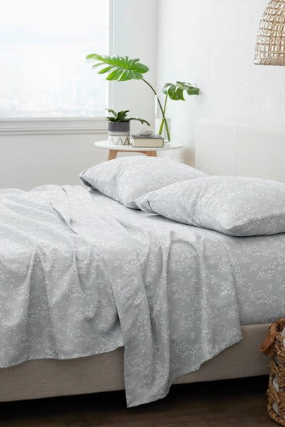 Ienjoy Home Home Spun Home Collection Premium Ultra Soft Trellis Vine Pattern 4-piece Bed Sheets Set In Light Gray