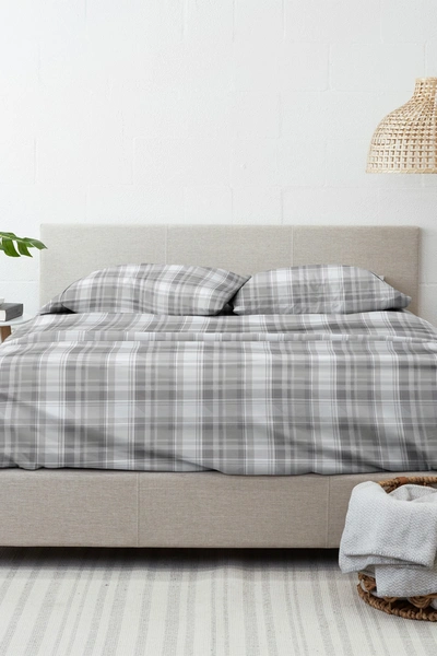 Ienjoy Home Home Collection Premium Plaid 4-piece Flannel Bed Sheet Set In Light Gray