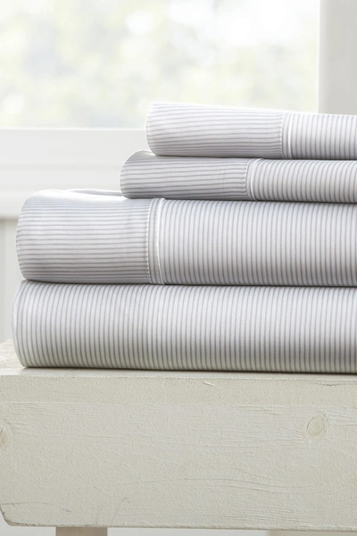 Ienjoy Home Elegant Pinstriped Pattern 4-piece Sheet Set In Light Gray