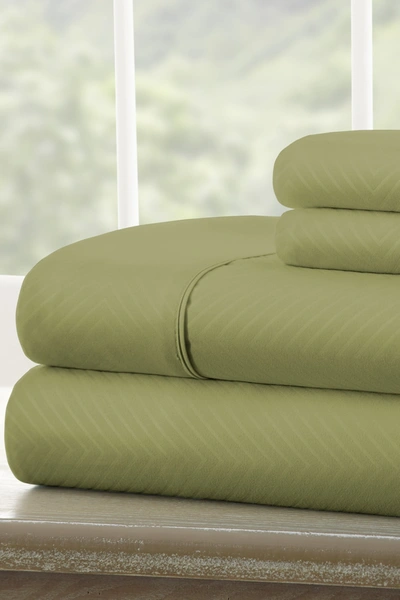 Ienjoy Home California King Hotel Collection Premium Ultra Soft 4-piece Chevron Bed Sheet Set In Sage
