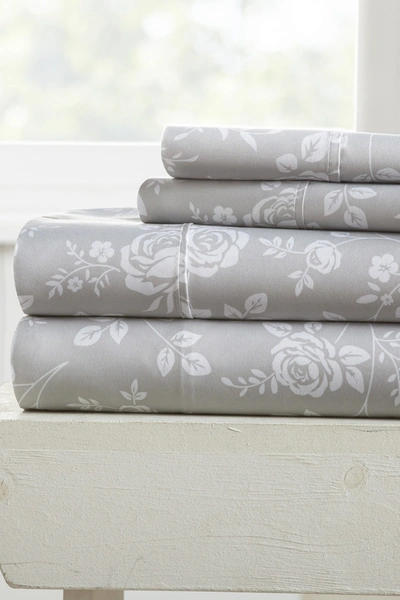 Ienjoy Home Home Spun Elegant Rose Gray Pattern 4-piece Sheet Set In Light Gray