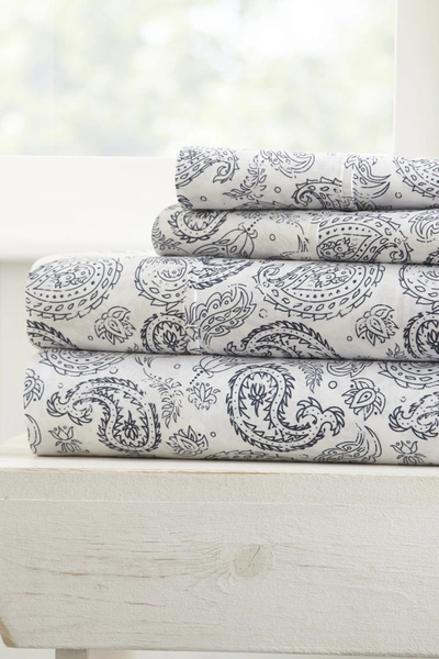 Ienjoy Home The Home Spun Premium Ultra Soft Coarse Paisley Pattern 4-piece King Bed Sheet Set In Navy