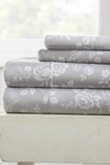 Ienjoy Home Elegant Rose Gray Pattern 4-piece Sheet Set In Light Gray