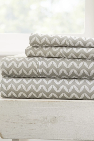 Ienjoy Home The Home Spun Premium Ultra Soft Puffed Chevron Pattern 4-piece Queen Bed Sheet Set In Gray