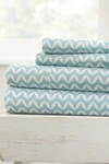 Ienjoy Home The Home Spun Premium Ultra Soft Puffed Chevron Pattern 4-piece Queen Bed Sheet Set In Light Blue