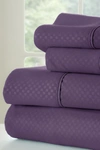 Ienjoy Home California King Hotel Collection Premium Ultra Soft 4-piece Checkered Bed Sheet Set In Purple