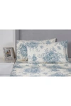 Melange Queen 400 Thread Count Toile Printed 4-piece Sheet Set In Light Blue