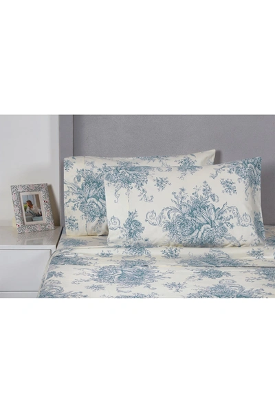 Melange Home Queen 400 Thread Count Toile Printed 4-piece Sheet Set In Light Blue