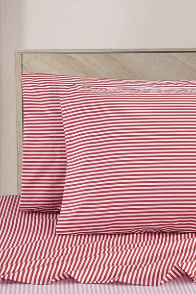 Melange Home Mauve Stripe Mauve Queen Sheet Set