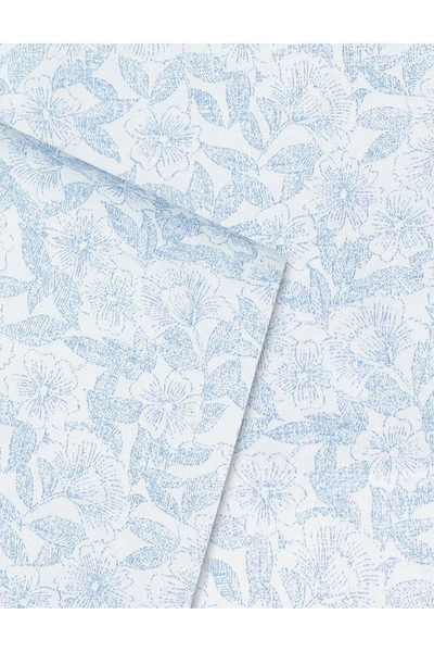 Laura Ashley Blossoming Pastel Blue Cotton Sateen Queen Sheet Set
