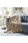 Inspired Home Cozy Tyme Siyanda Chevron Flannel Reversible Jacquard Throw 60" X 70" In Taupe