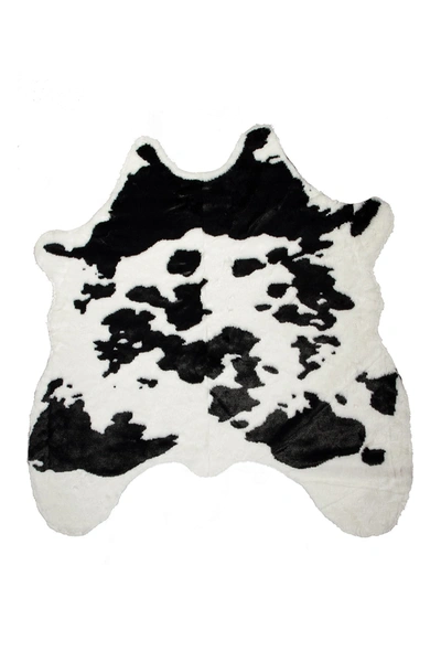 Luxe Faux Hide Area Rug/throw In Sugarland Black And White