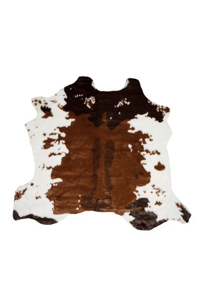 Luxe Faux Hide Fur Area Rug/throw In Chocolate White