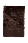 Luxe Faux Fur Hudson Rectangular Rug In Chocolate