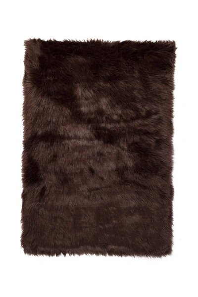 Luxe Faux Fur Hudson Rectangular Rug In Chocolate