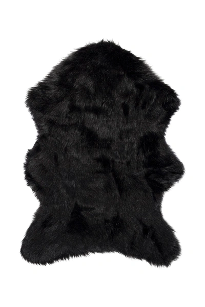 Luxe Faux Fur Gordon Faux Sheepskin Rug In Black