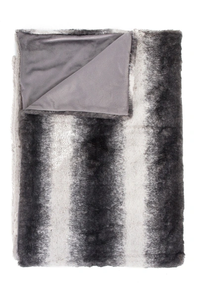 Luxe Irving Charcoal/white Faux Fur Throw