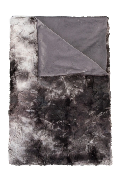 Luxe Naples Charcoal/grey Faux Fur Throw