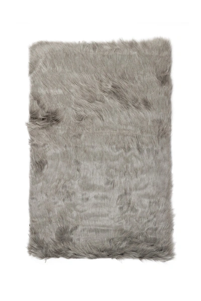 Luxe Hudson Faux Sheepskin Rug/throw In Grey