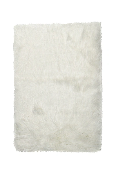 Luxe Hudson Faux Fur Area Rug/throw In Off White