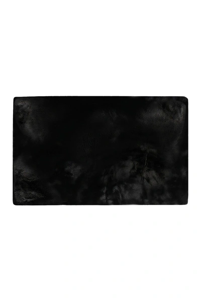 Luxe Faux Fur Rectangular Throw 3' X 5' In Black