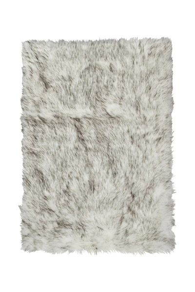 Luxe Hudson Faux Fur Rug/throw In Gradient Gray