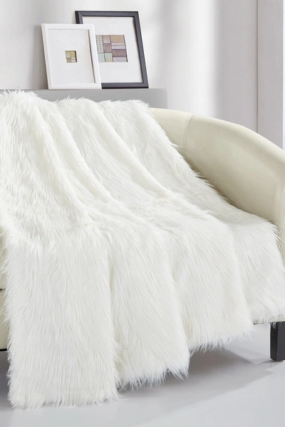 Chic Home Bedding Krista Shaggy Faux Fur Blanket In Beige