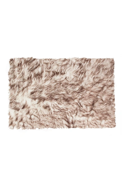 Luxe Faux Fur Hudson Rectangular Rug In Gradient Chocolate