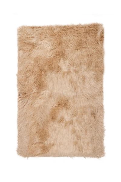 Luxe Faux Fur Hudson Rectangular Rug In Tan