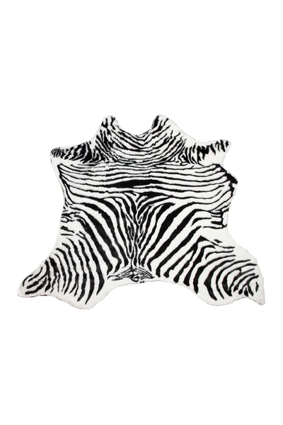 Luxe Faux Hide Area Rug/throw In Zebra Black White