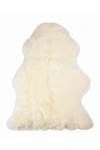Natural Milan Genuine Sheepskin Shearling Throw 24" X 36" In Ivory