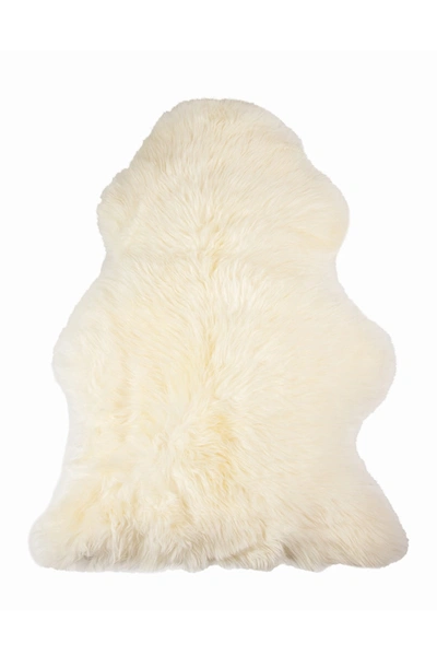 Natural Milan Genuine Sheepskin Shearling Throw 24" X 36" In Ivory