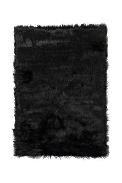 Luxe Hudson Faux Fur Rectangular Rug In Black