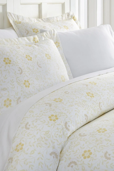 Ienjoy Home Home Spun Home Spun Premium Ultra Soft 3-piece Spring Vines Print Duvet Cover King Set In White