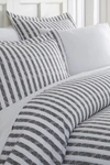 Ienjoy Home Home Spun Premium Ultra Soft 3-piece Puffed Rugged Stripes Duvet Cover King Set In Gray