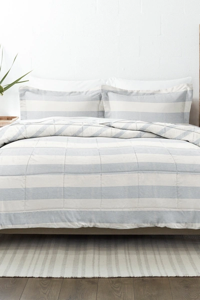 Ienjoy Home Home Collection Premium Down Alternative Distressed Stripe Reversible Comforter Set In Light Blue