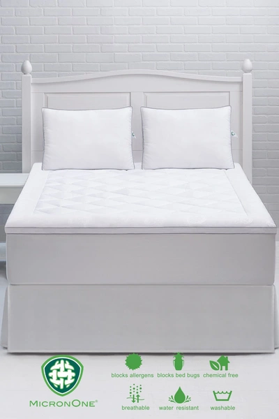 Allied Home Premium Micronone King Allergen Barrier Memorry Fiber Mattress Pad In White