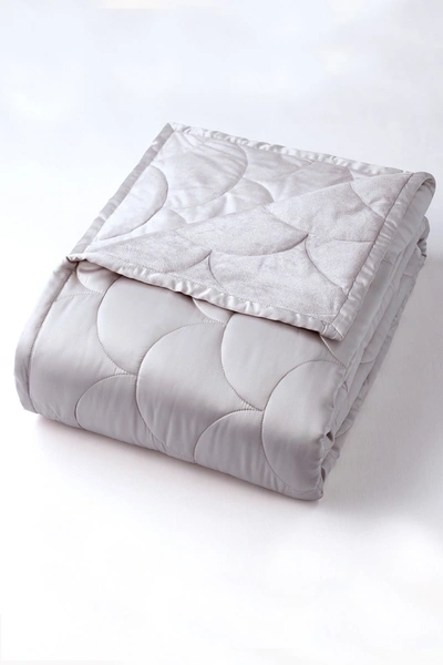 Climarest Nikki Chu Queen Velvet/satin Reversible Blanket In Pewter