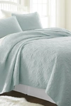 Ienjoy Home Home Spun Premium Ultra Soft Damask Pattern Quilted King Coverlet Set In Pale Blue