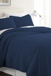 Ienjoy Home Premium Ultra Soft Herring Pattern Quilted Coverlet Set In Navy