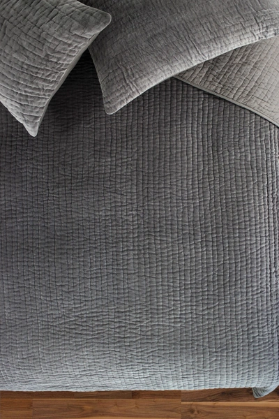 Melange Home Tamara Velour Quilt 3-piece Set In Dark Grey