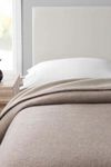Melange Self Hem Merino Wool Blanket In Ivory/ Oatmeal
