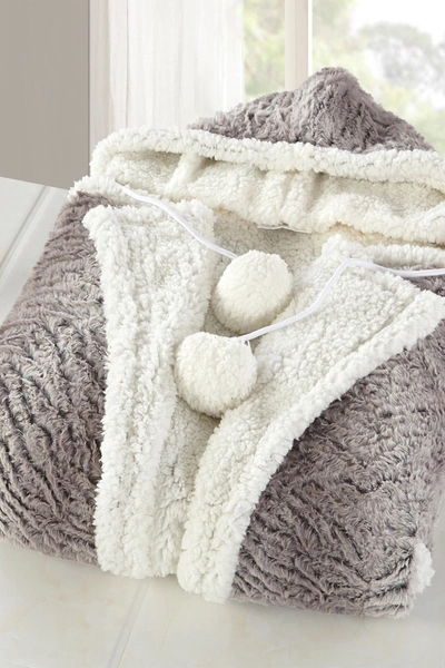 Chic Home Bedding Uson Faux Shearling Lined Snuggle Hoodie In Beige
