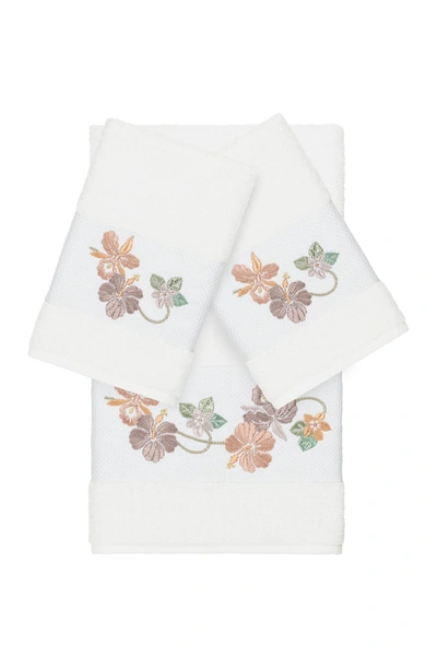 Linum Home White Caroline 3-piece Embellished Towel Set