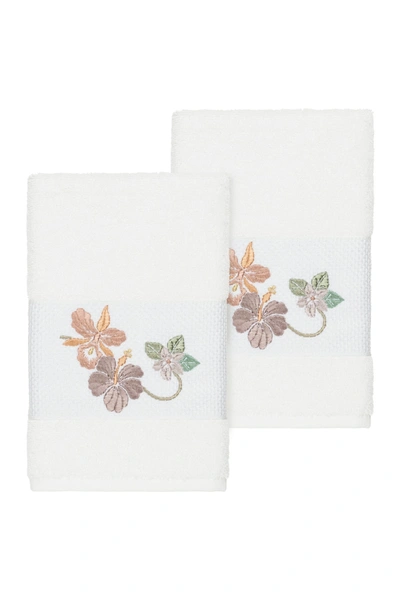 Linum Home White Caroline Embellished Hand Towel