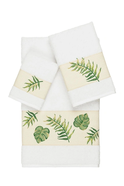 Linum Home Zoe 3-piece Embellished Towel Set In White